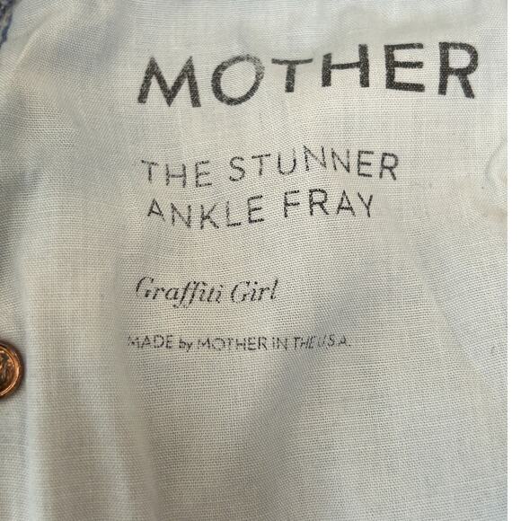 MOTHER Jeans The Stunner Ankle Fray in Gaffiti Girl SZ 24 Grunge Emo Ripped - Picture 11 of 13